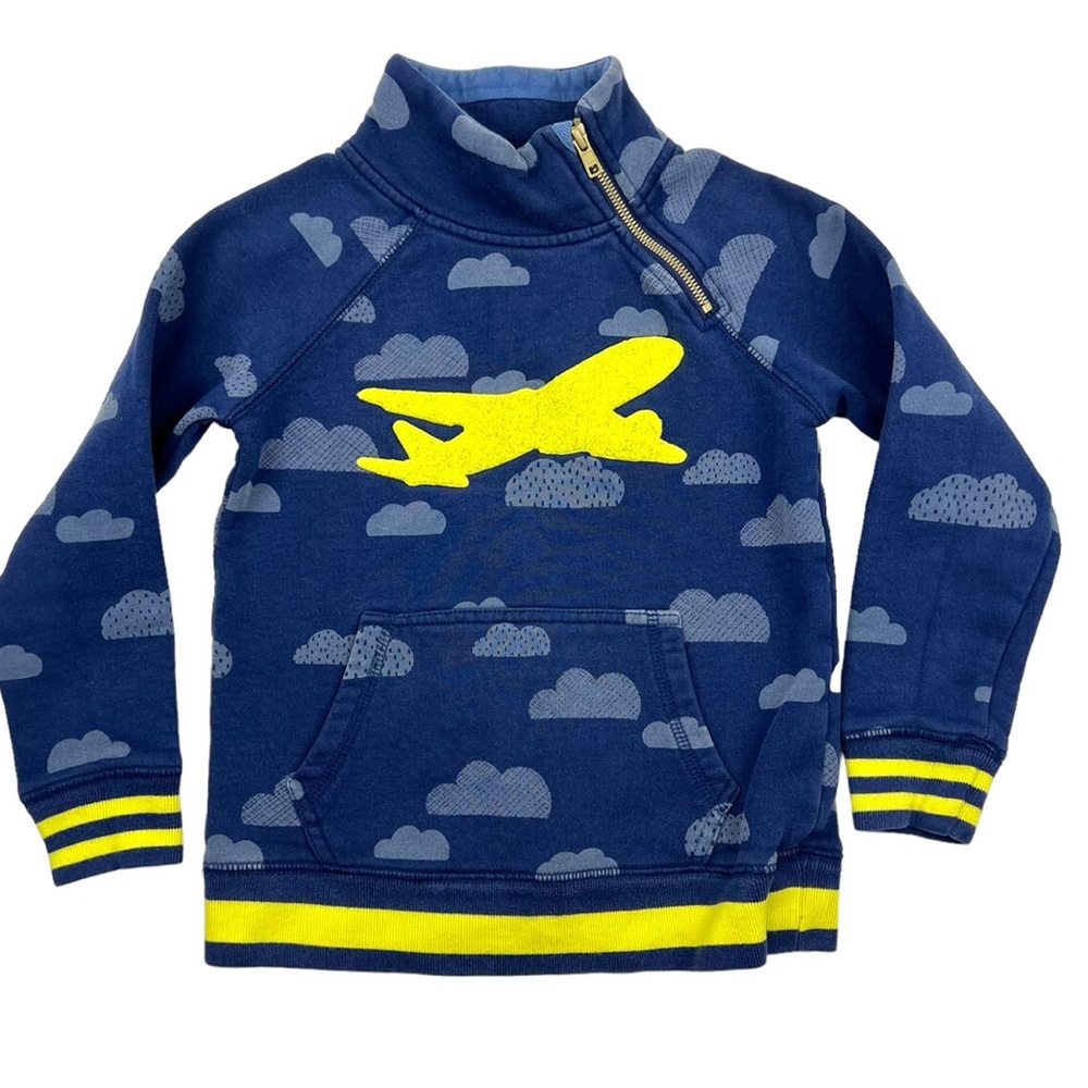 2/3 Mini Boden quarter zip airplane sweatshirt
